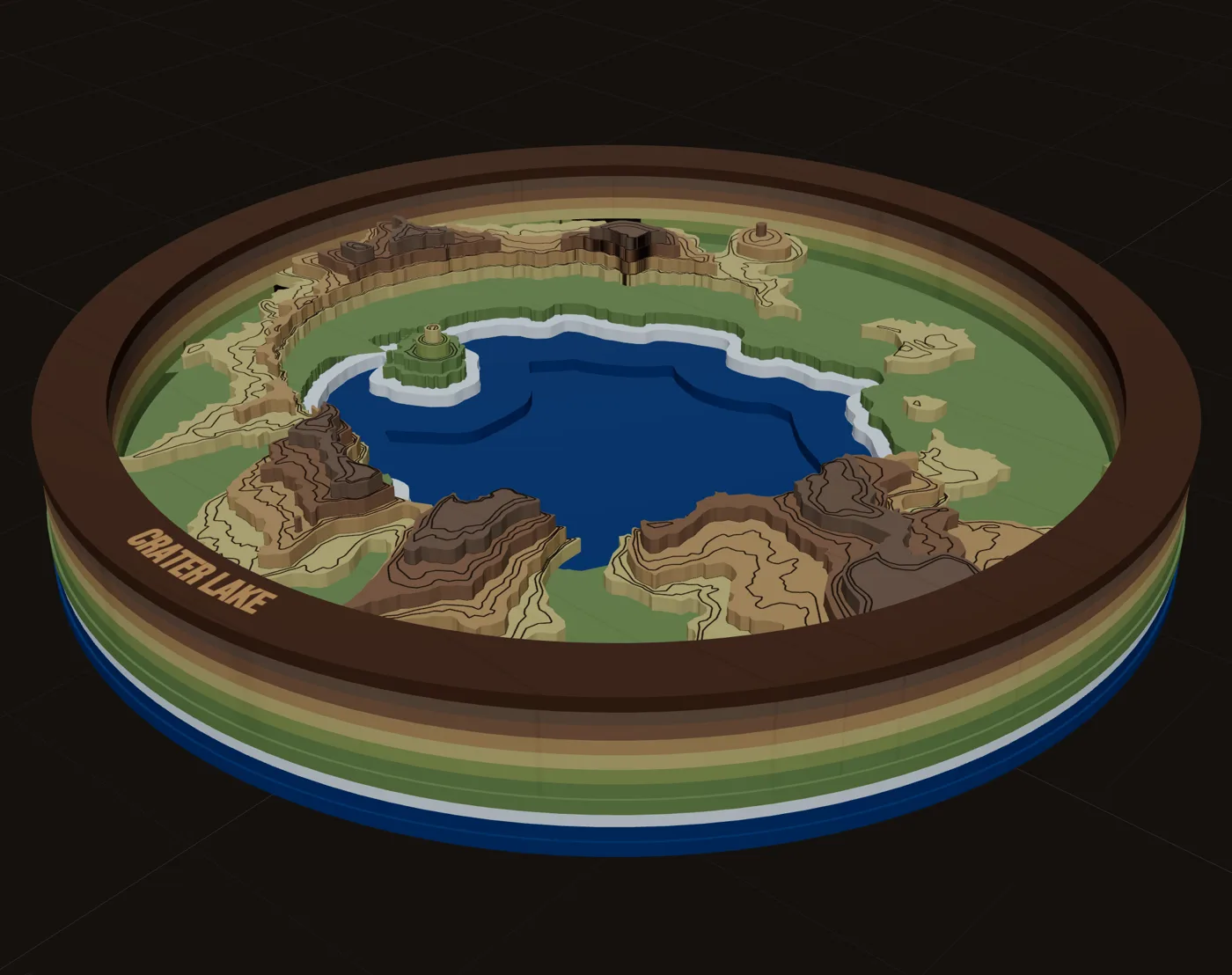 Crater Lake, a layered laser-cut map