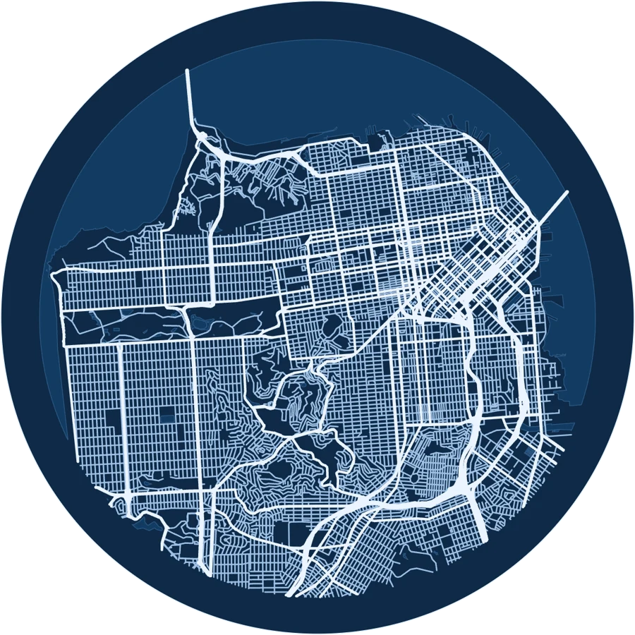 San Francisco printed in the Blueprint theme