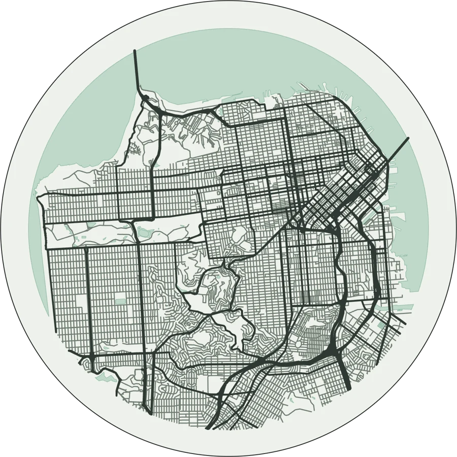 San Francisco printed in the MappSmith theme