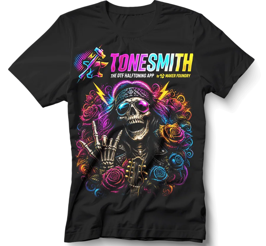 A ToneSmith print on a black shirt