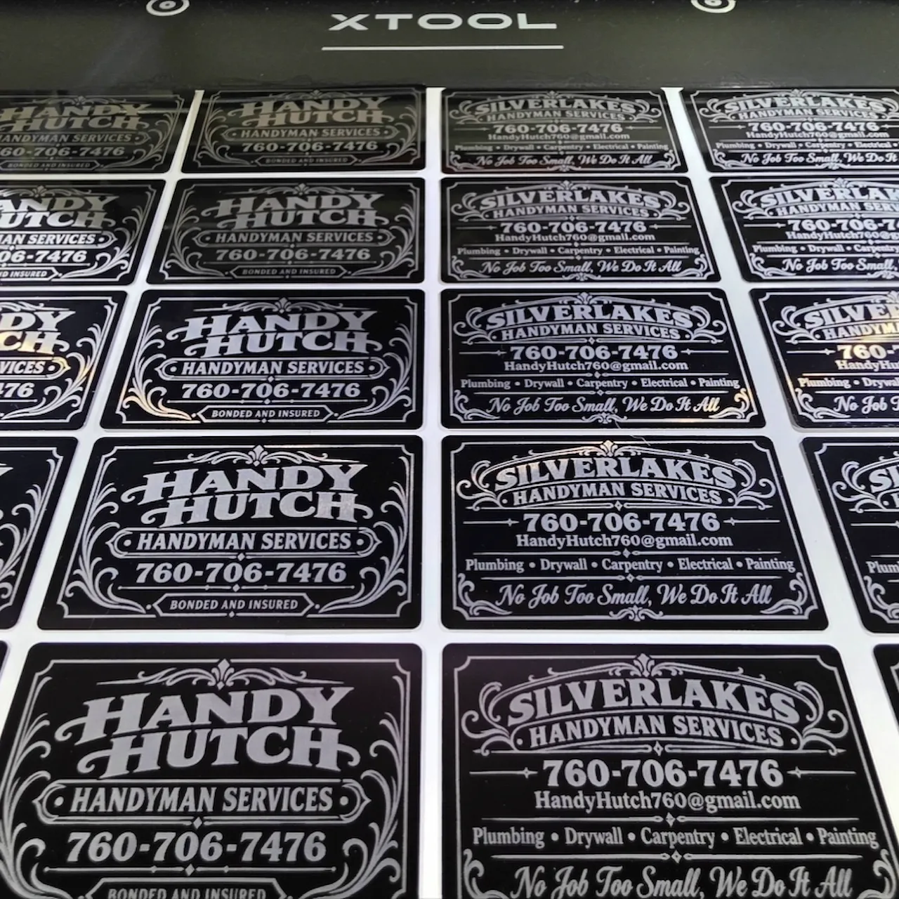1/64"(0.2mm) Black Metal Business Card test grid