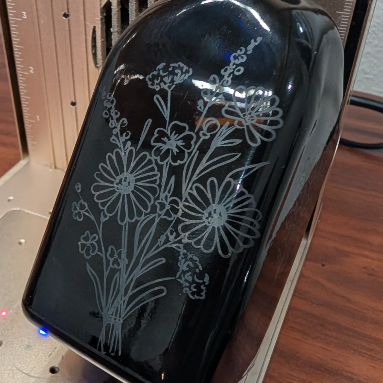 Black Glass Bottle test grid