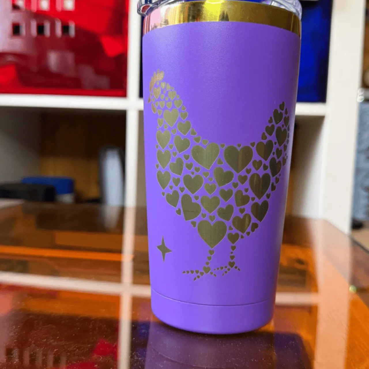purple to gold 20oz Tumbler test grid