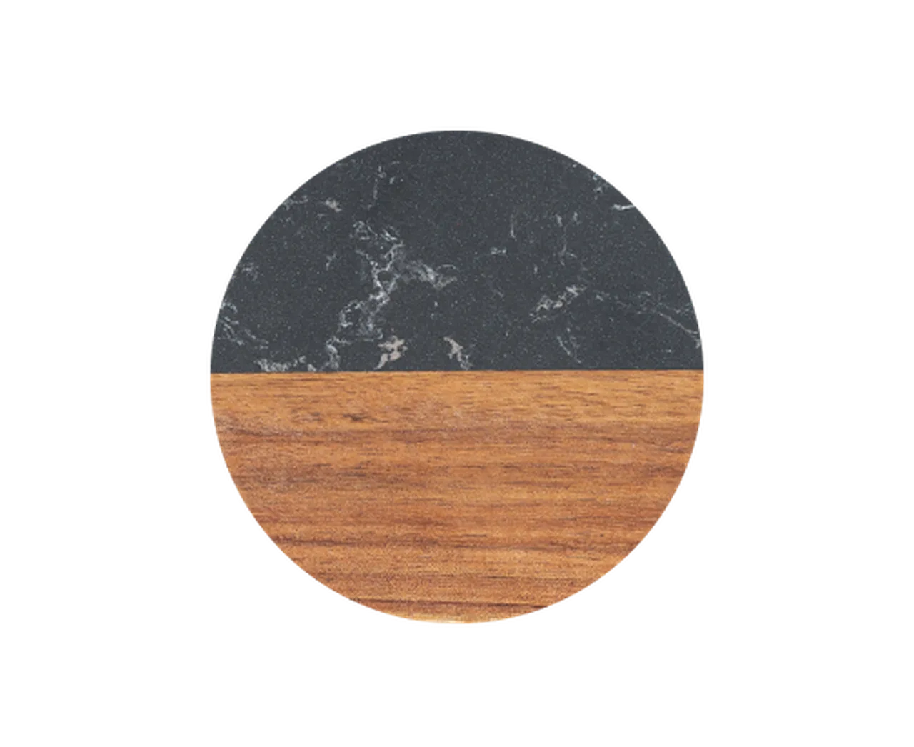 Round Black Marble and Wood Coasters