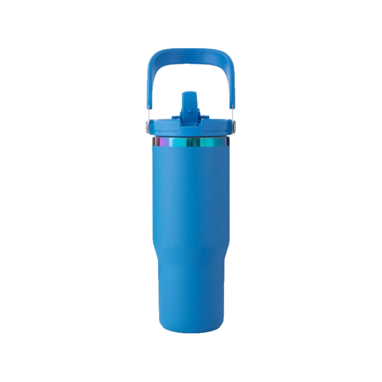 30oz(887ml) Deep Blue to Iridescent Tumbler with Handle and Straw