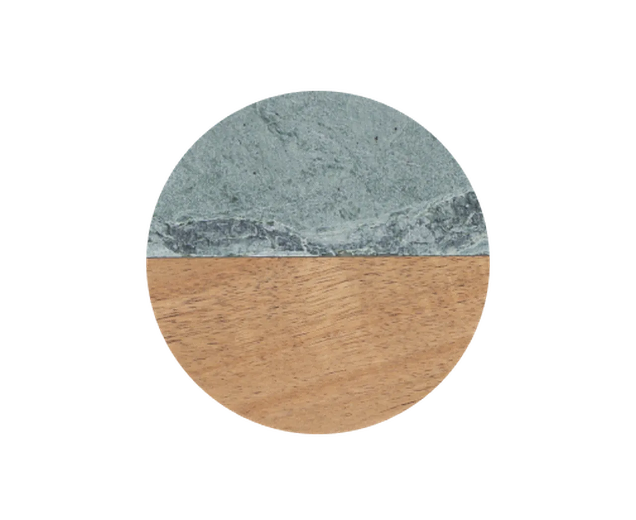 Round Dark Green Marble and Wood Coasters