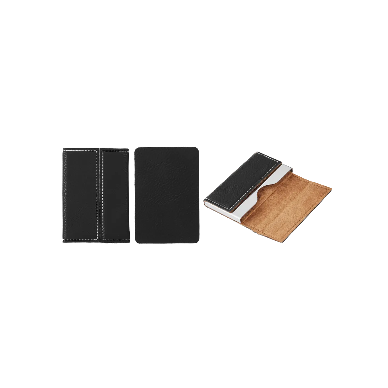 Black to Silver Laserable PU Leather Business Card Holder