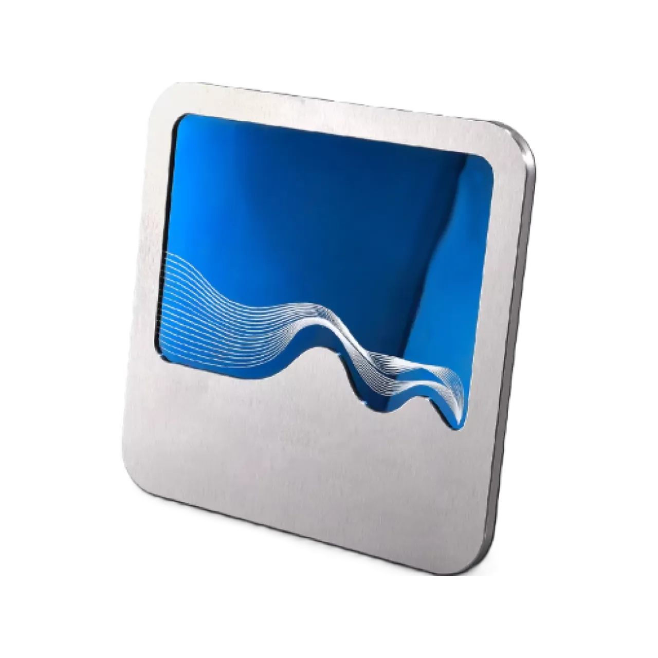 Blue and Silver Wavy Metal Award Plaque