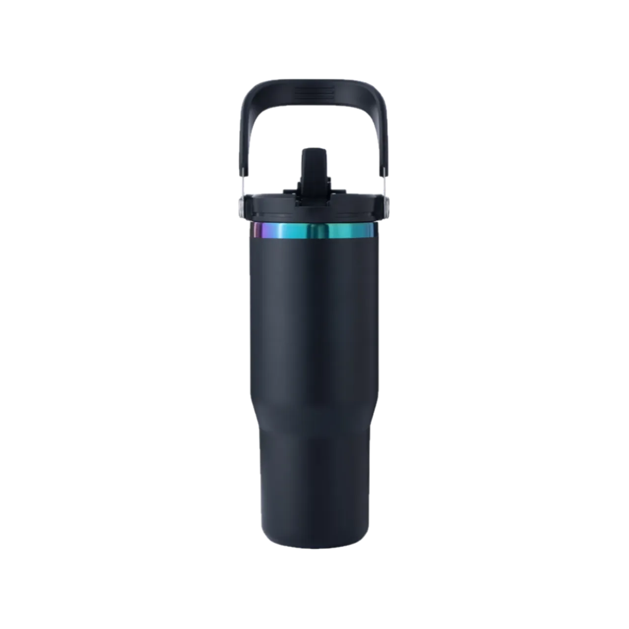 30oz(887ml) Black to Iridescent Tumbler with Handle and Straw