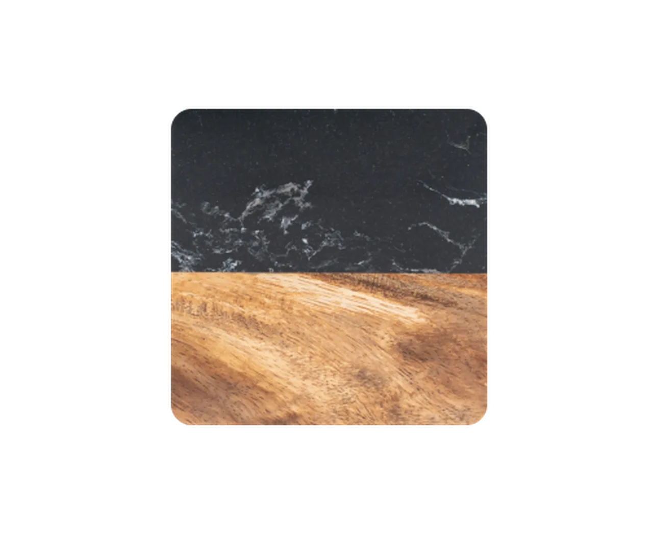Square Black Marble and Wood Coasters