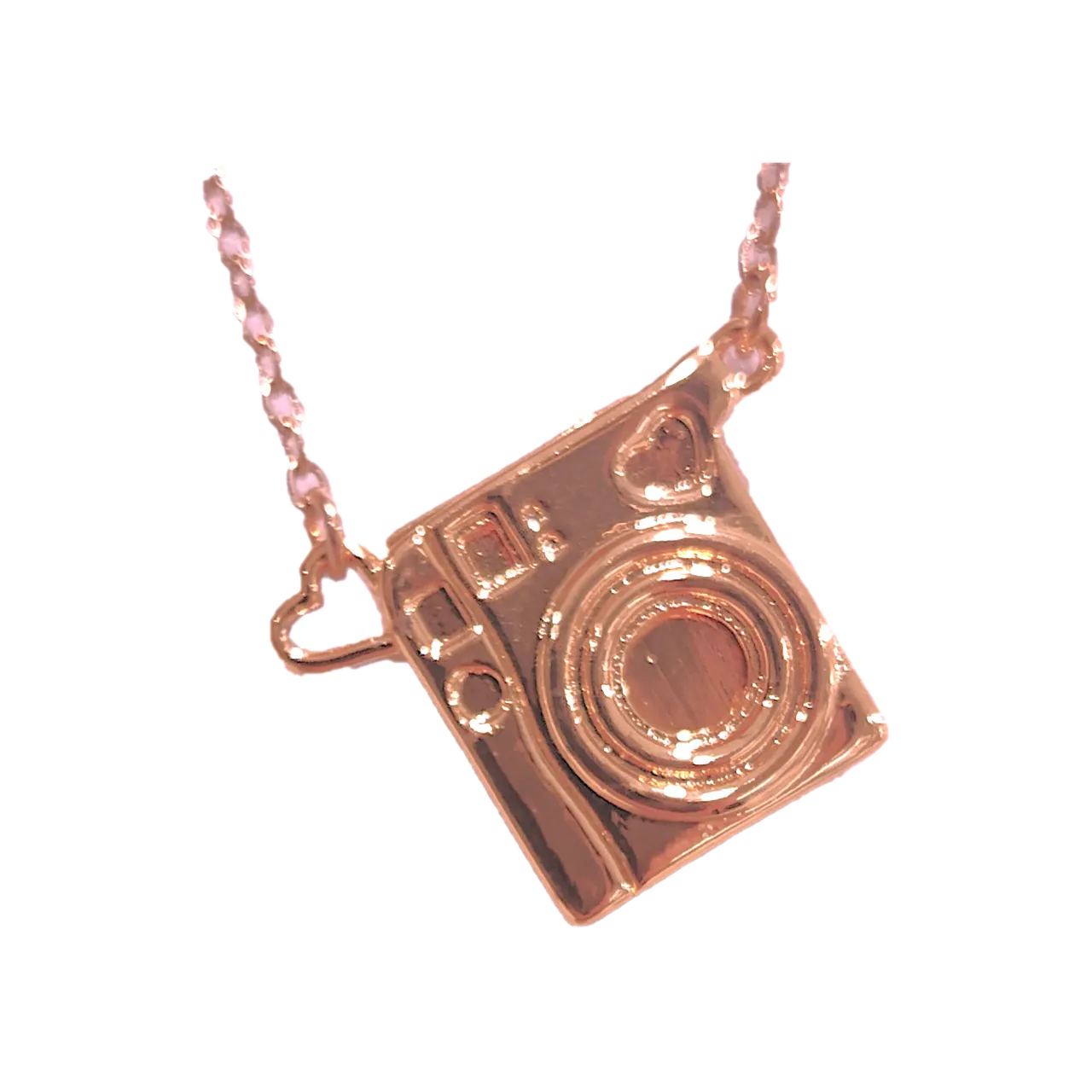 Rose Gold Plated Brass Camera Photo Necklace