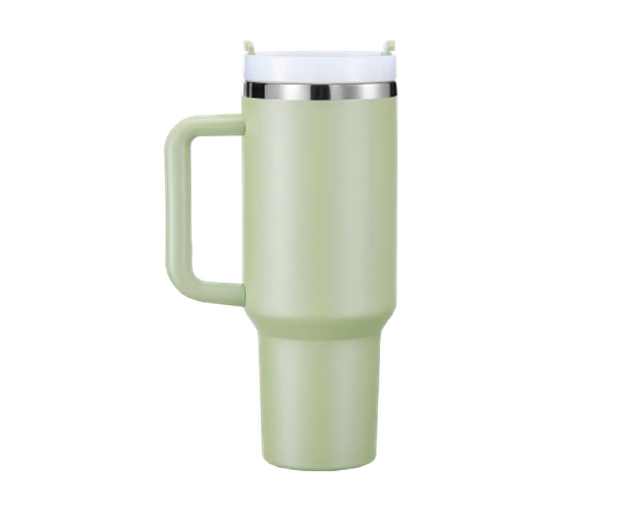Army Green to Silver Stainless Steel Tumbler with Handle(40oz)
