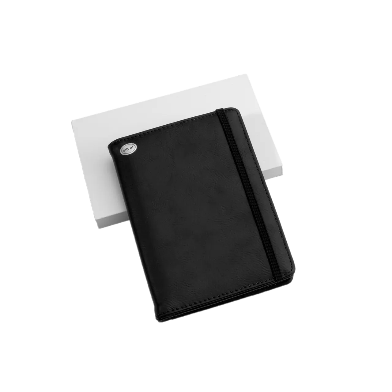 Black to Silver Laserable Leatherette Passport Holder