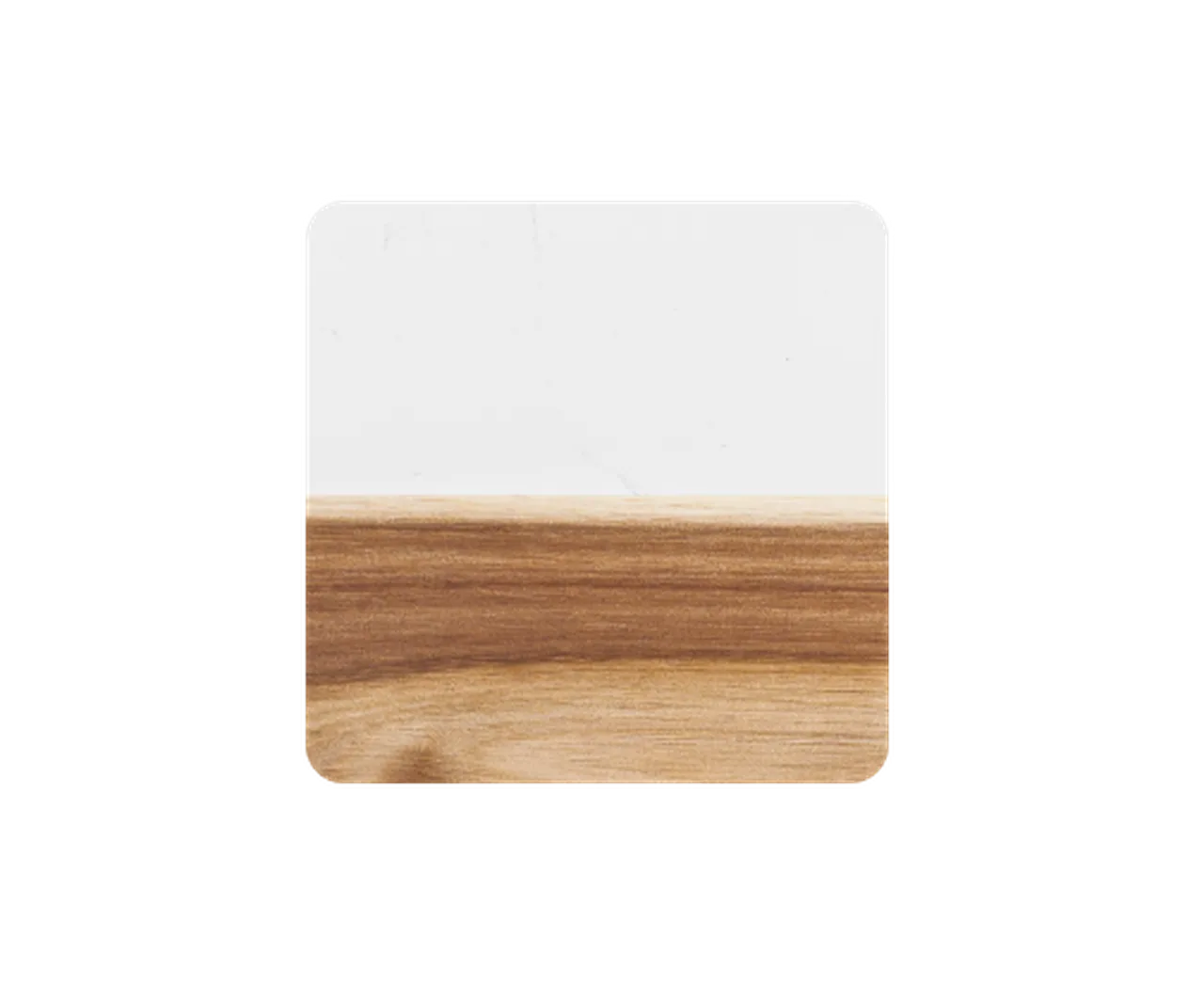 Square White Marble and Wood Coasters