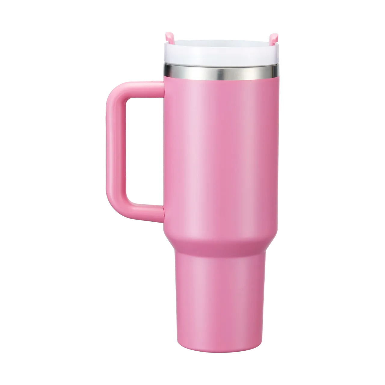 Peony Pink to Silver Stainless Steel Tumbler with Handle(40oz)
