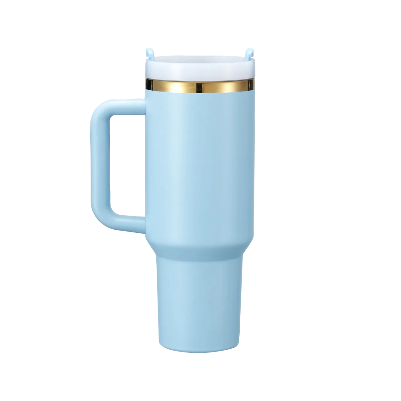 Pastel Blue to Gold Stainless Steel Tumbler with Handle(40oz)