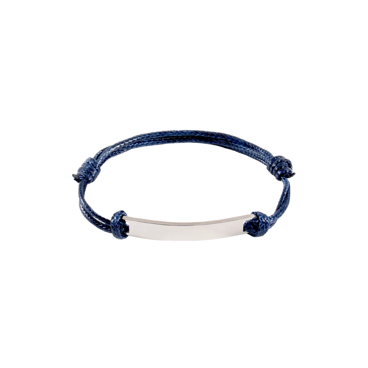 Silver Rectangular Tag Cord Bracelet