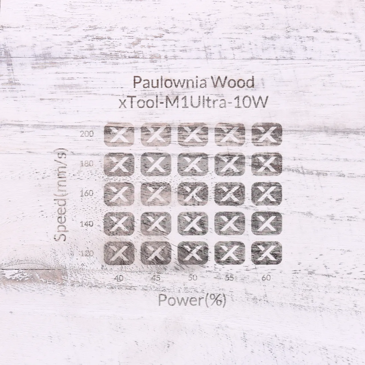 Distressed White Painted Paulownia Wood test grid