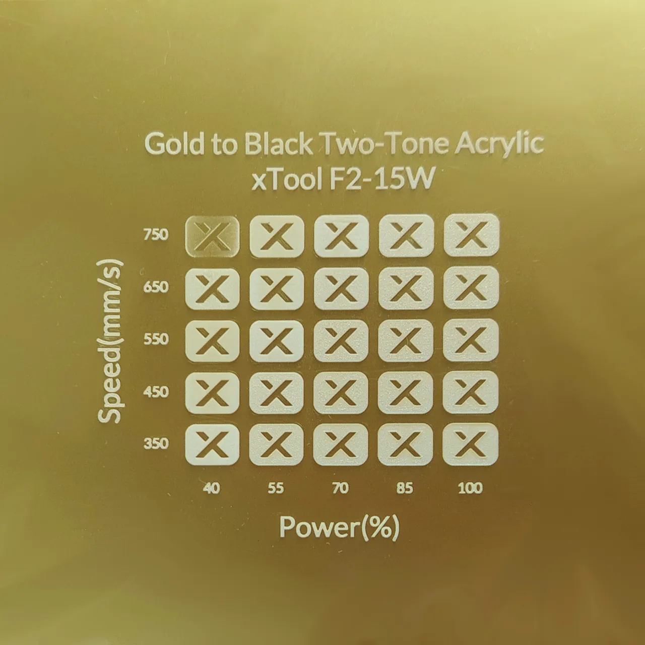 1/8"(3mm) Gold Metallic Acrylic test grid