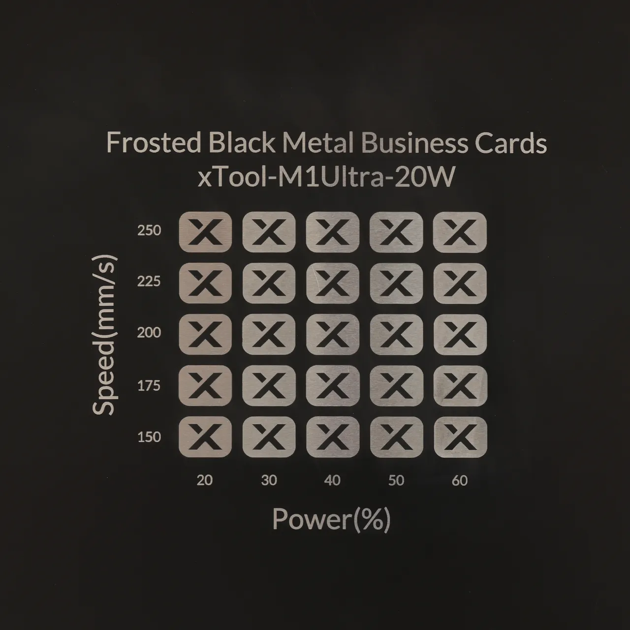 Frosted Black Metal Business Card test grid