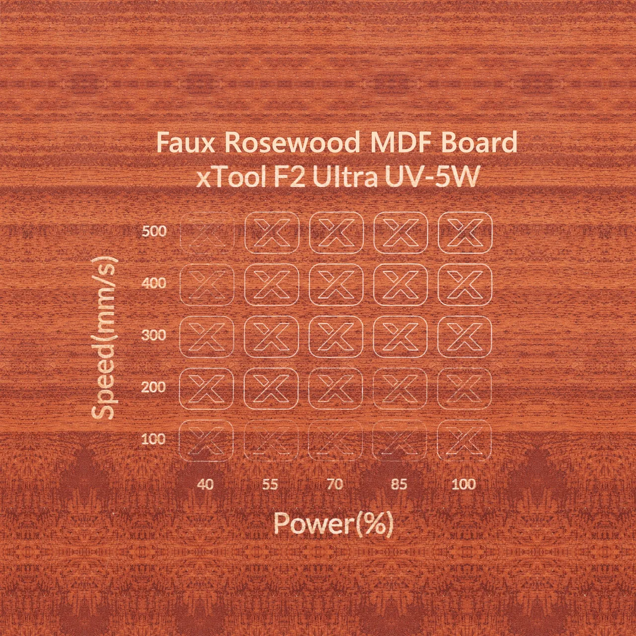 1/8"(3mm) Faux Rosewood MDF Board test grid