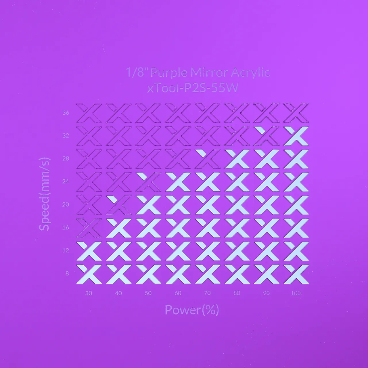 1/8"(3mm) Purple Mirror Acrylic test grid