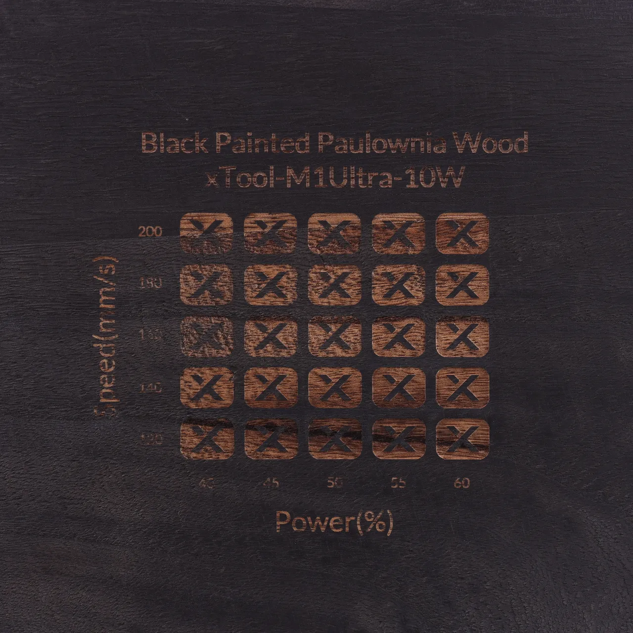 Black Painted Paulownia Wood test grid