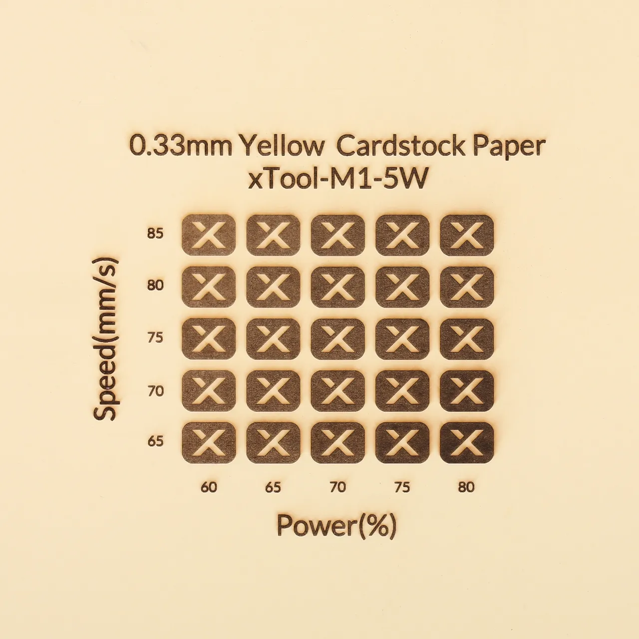 1/77"(0.33mm) Yellow Cardstock Paper test grid
