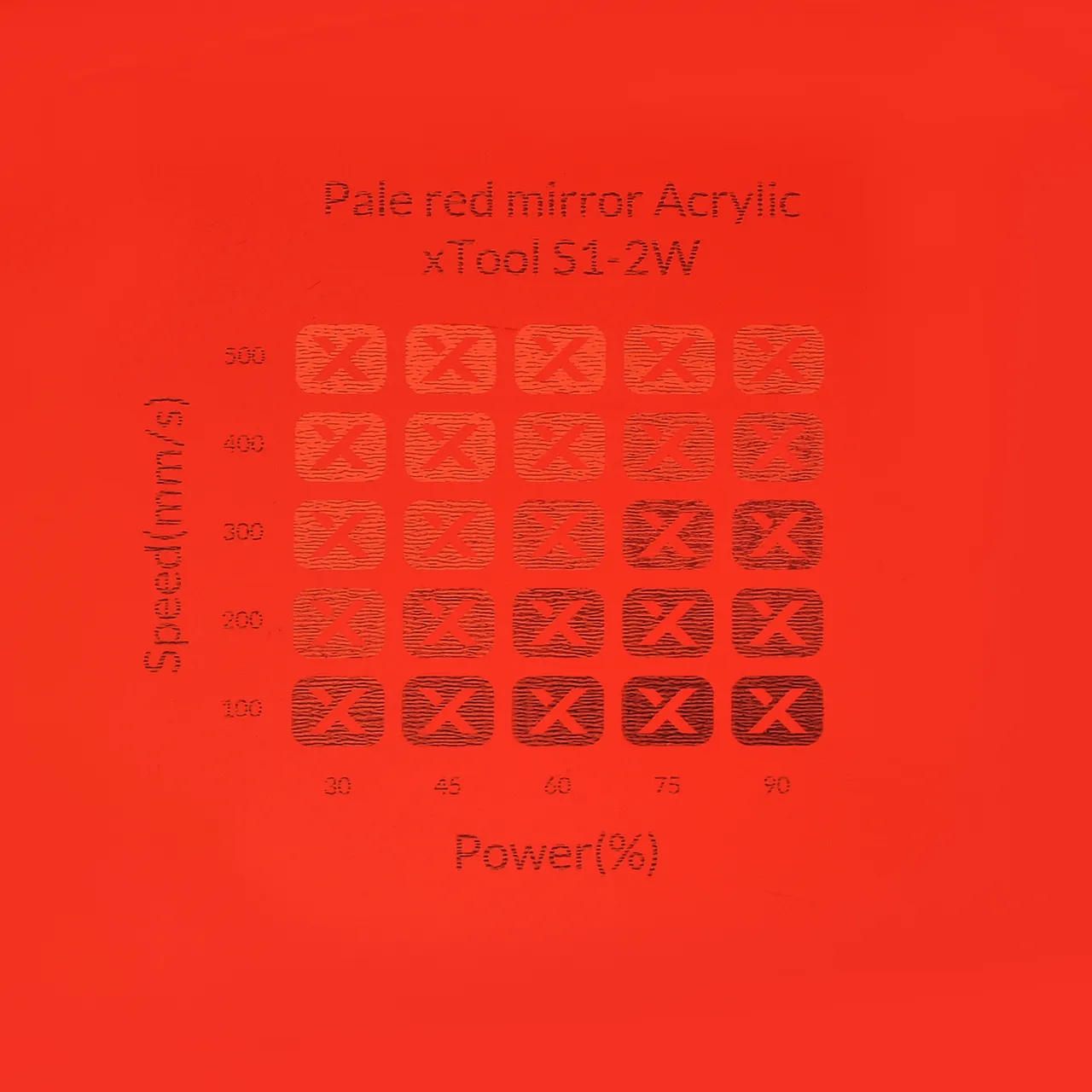 1/8"(3mm) Pale Red Mirror Acrylic test grid