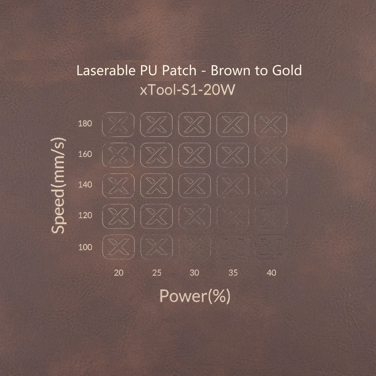 Round Laserable Pu Iron-on Patch-Brown to Gold test grid