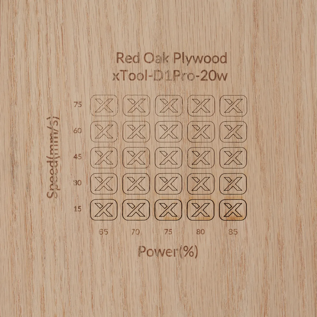 1/8"(3mm) Red Oak Plywood test grid