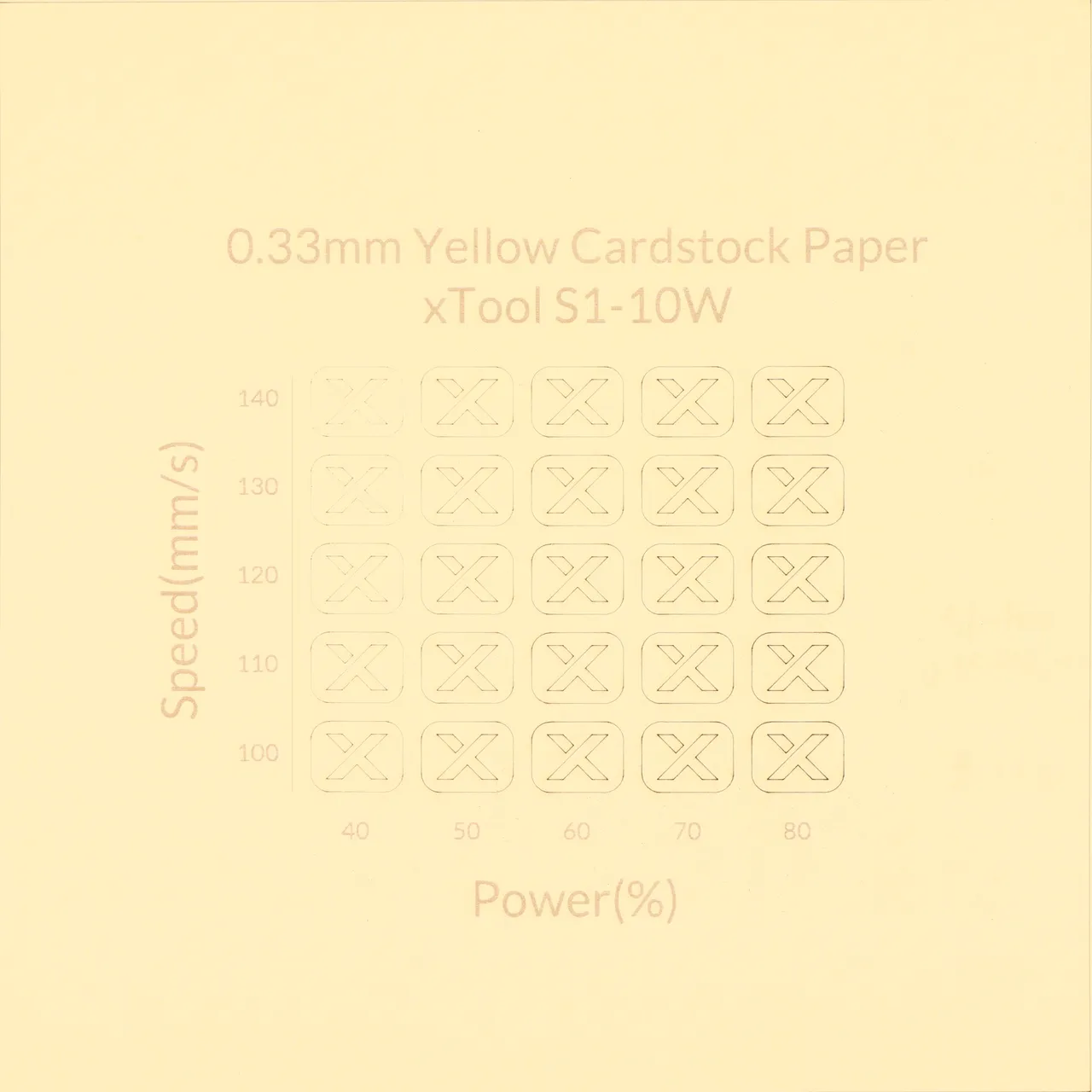 1/77"(0.33mm) Yellow Cardstock Paper test grid