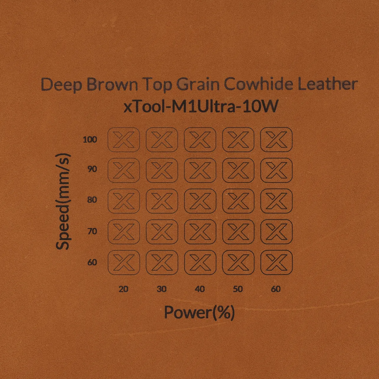 Deep Brown Top Grain Cowhide Leather test grid