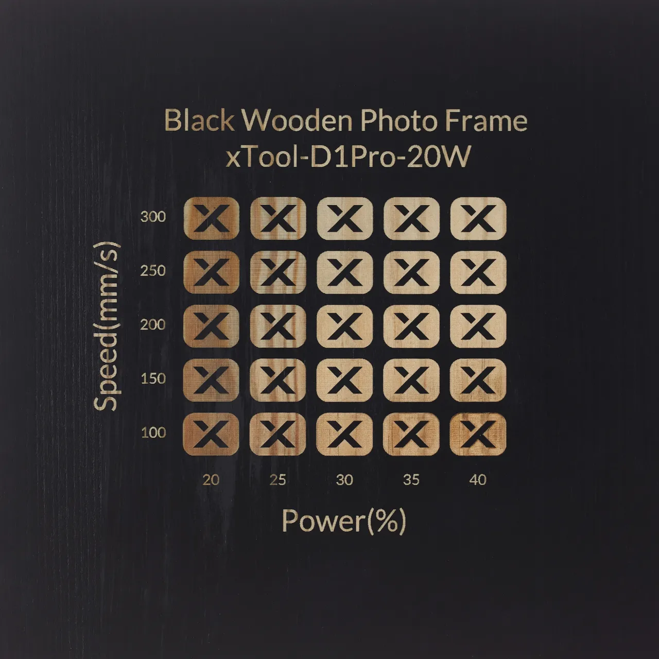 Black Painted Pine Wood test grid
