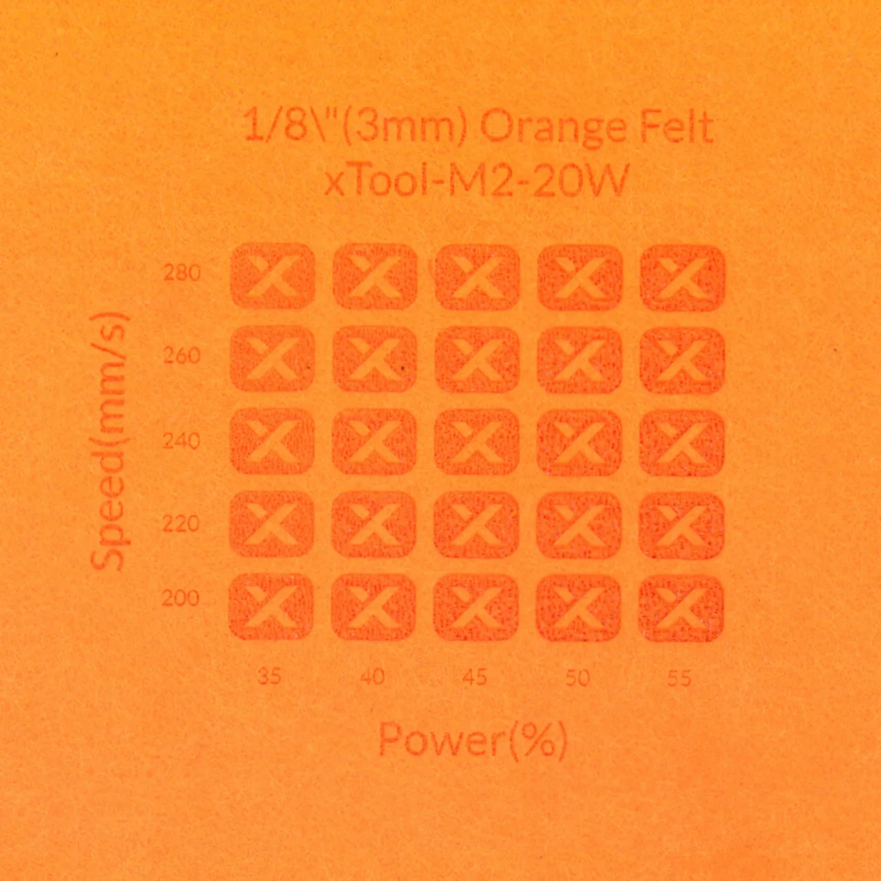 1/8"(3mm) Orange Felt test grid