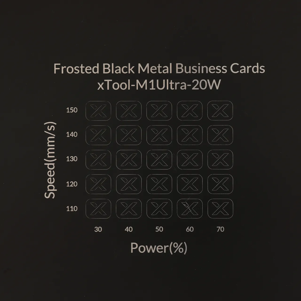 Frosted Black Metal Business Card test grid