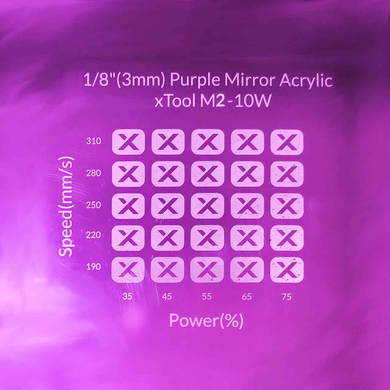 1/8"(3mm) Purple Mirror Acrylic test grid