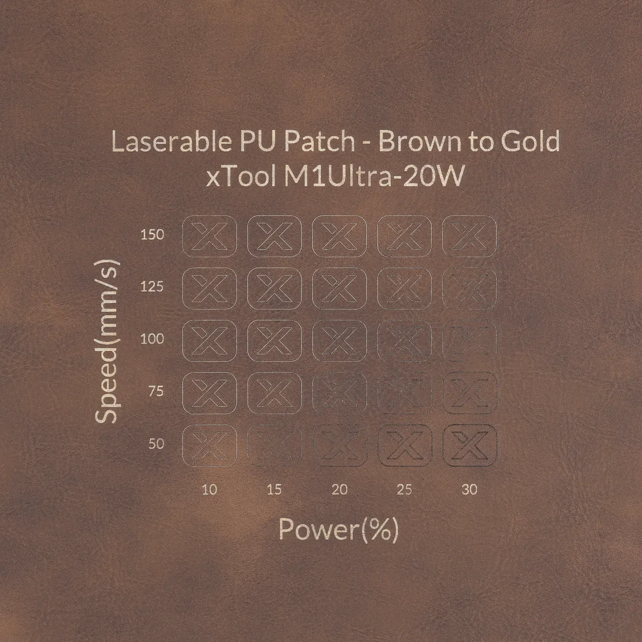 Round Laserable Pu Iron-on Patch-Brown to Gold test grid
