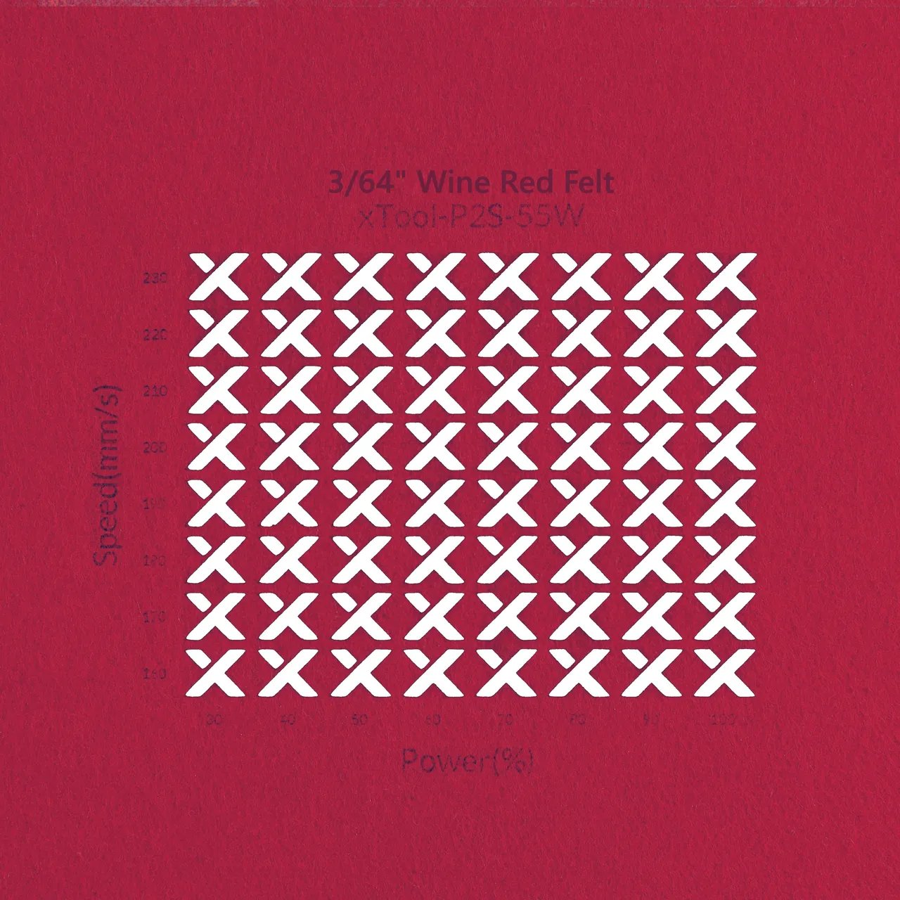3/64"(1mm) Wine Red Felt test grid