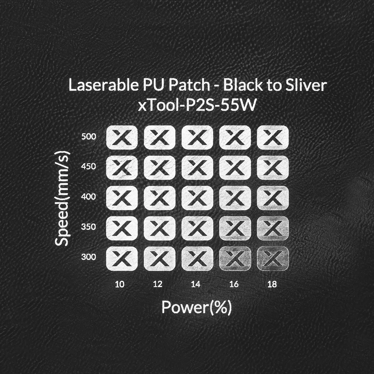 Black to Silver Laserable PU Leather Business Card Holder test grid