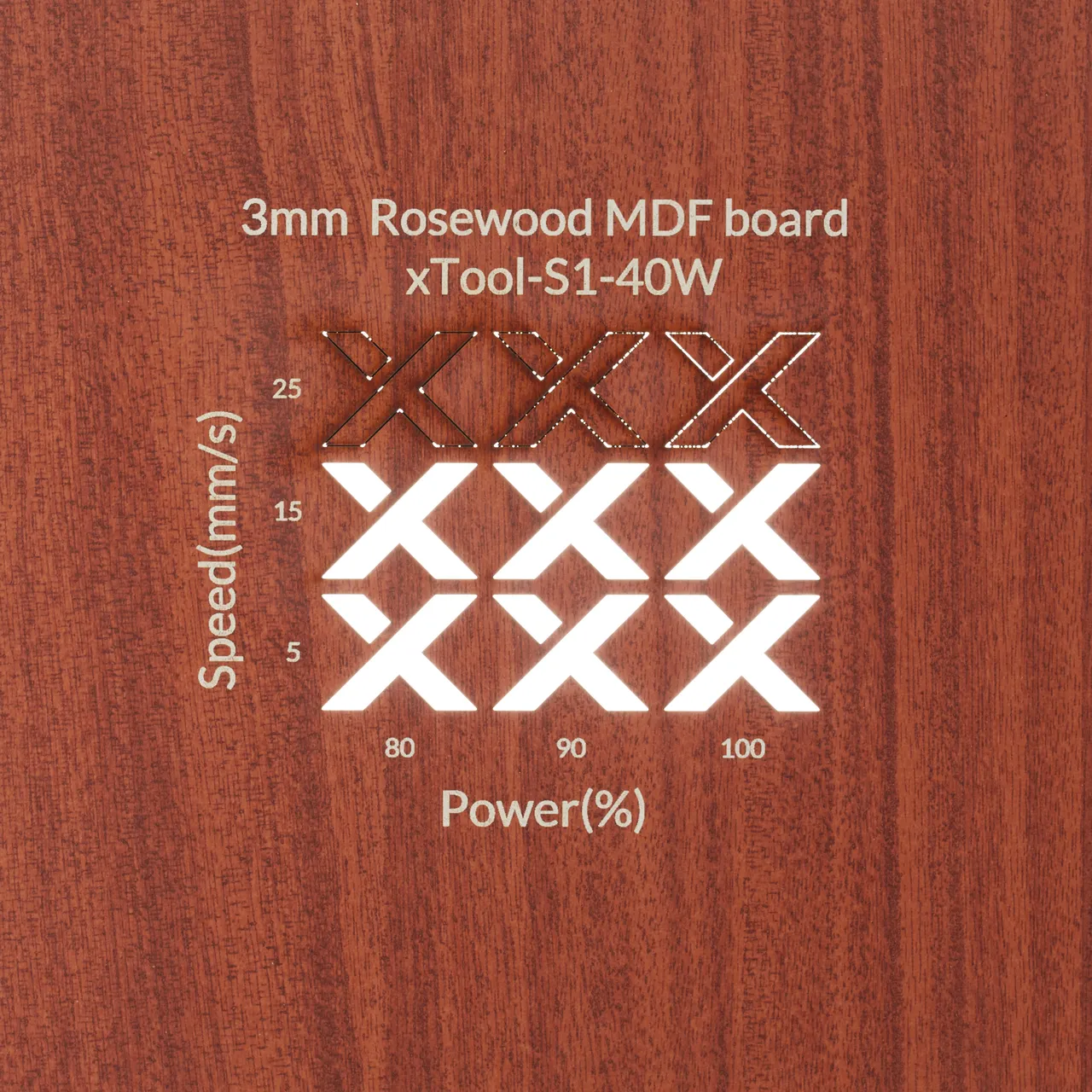 1/8"(3mm) Faux Rosewood MDF Board test grid