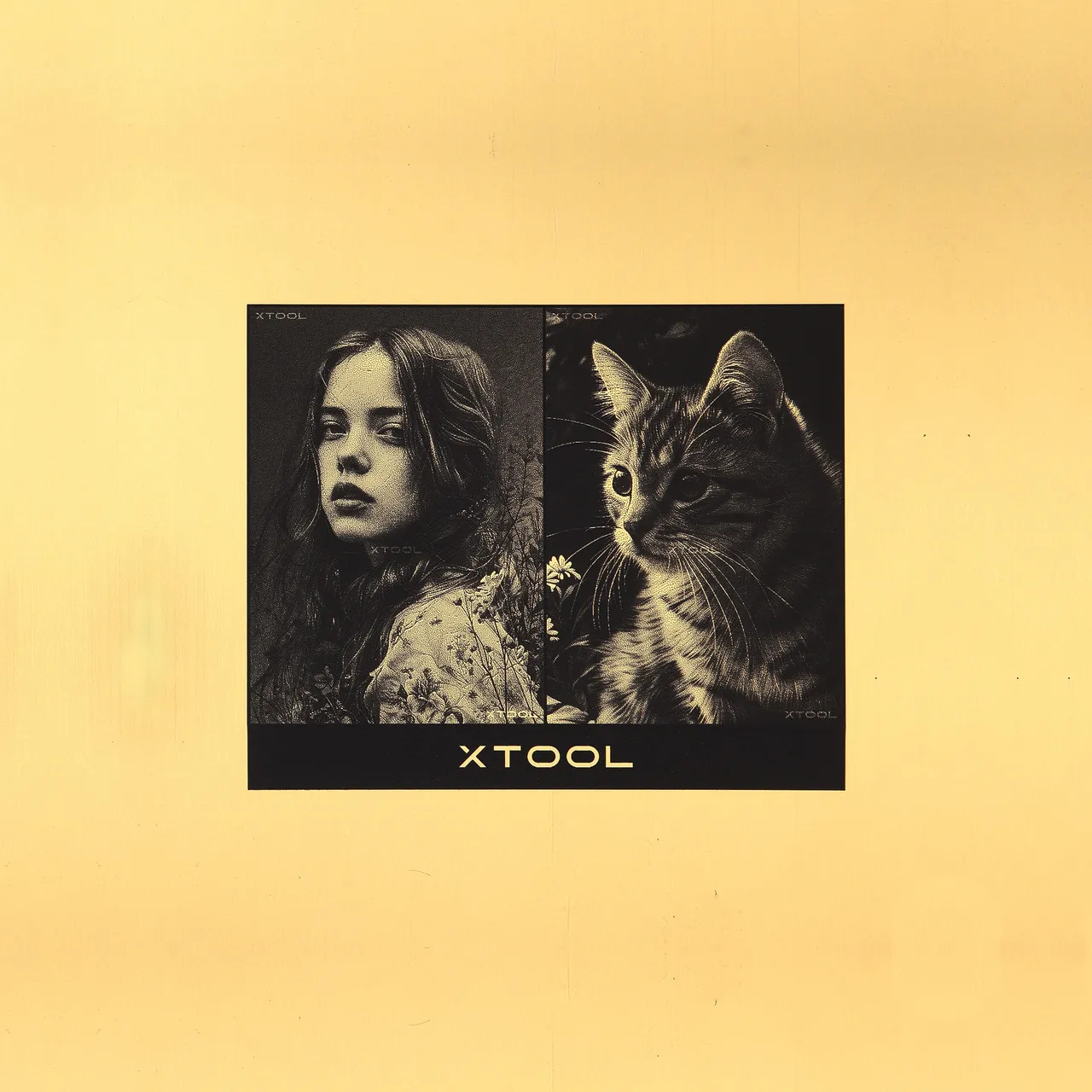 1/20"(1.3mm) Brushed Gold to Black Laser Engraving Two-Tone Plastic Sheet test grid