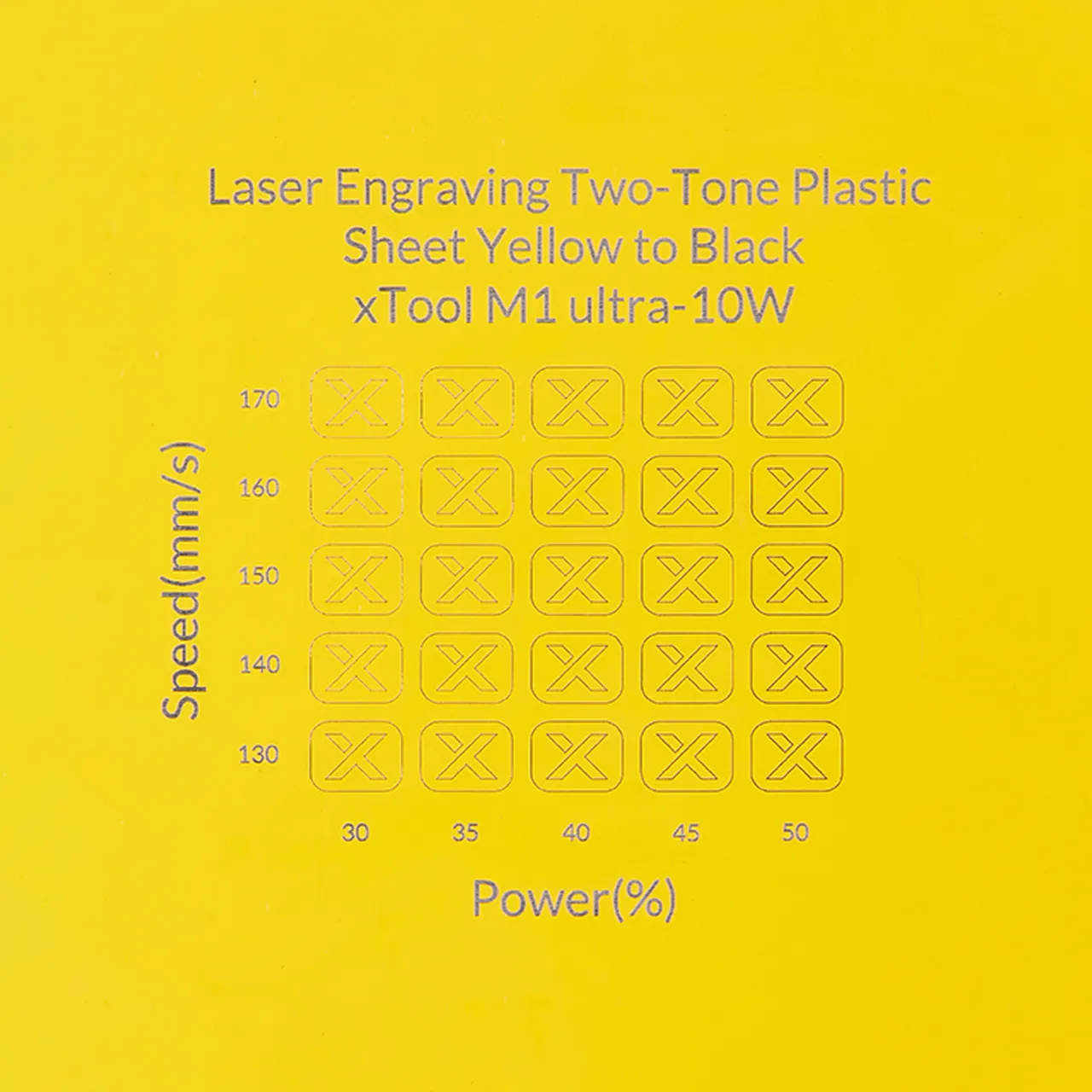 1/20"(1.3mm) Yellow to Black Laser Engraving Two-Tone Plastic Sheet test grid