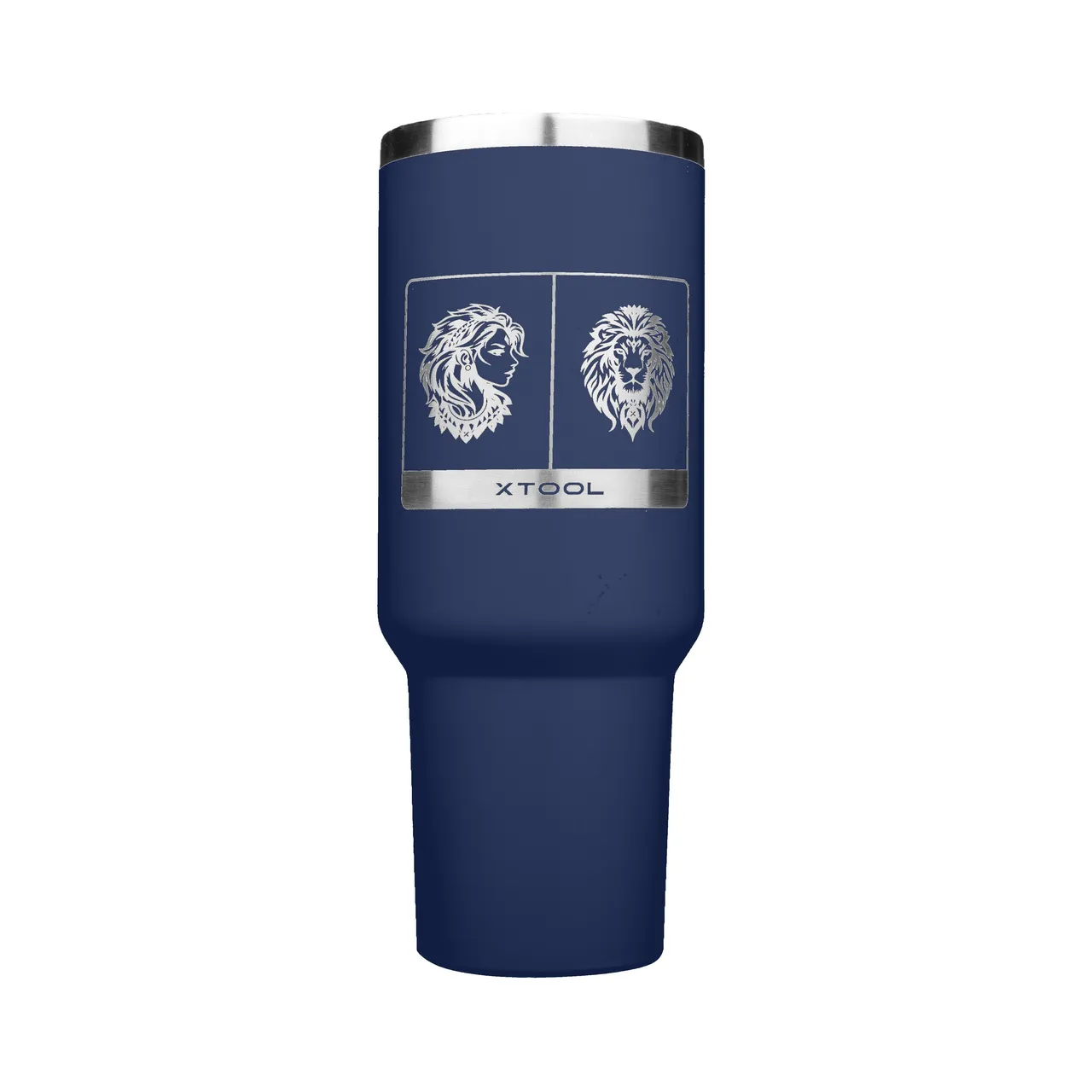 Navy To Silver Stainless Steel Tumbler with Handle(40oz) test grid