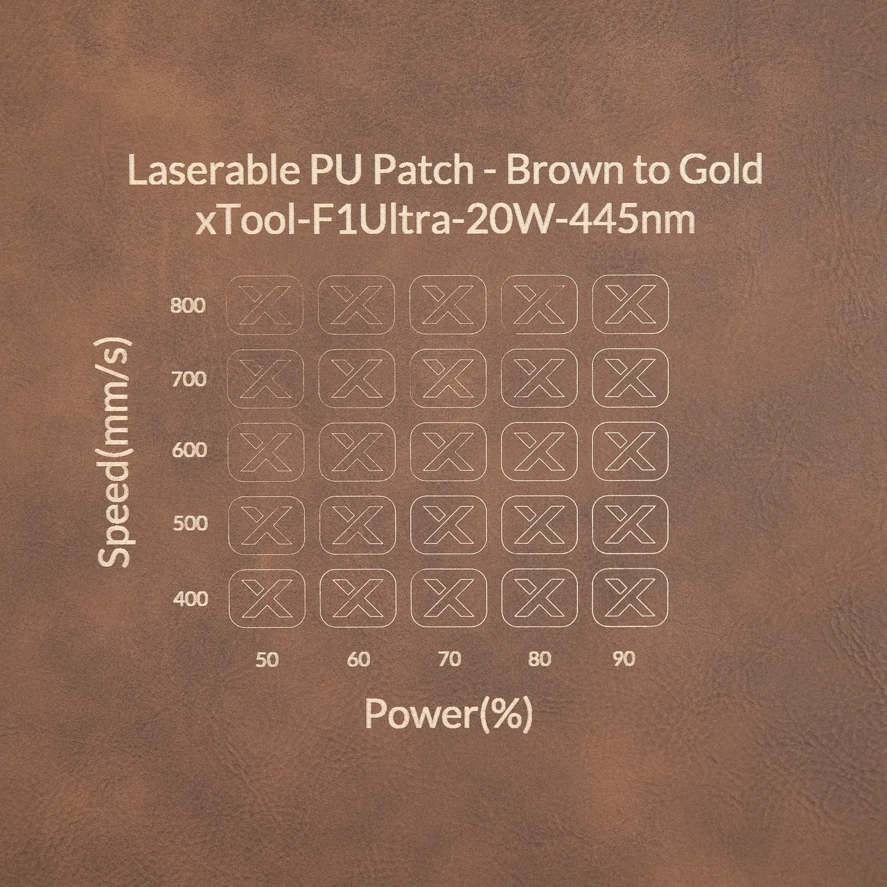 Round Laserable Pu Iron-on Patch-Brown to Gold test grid