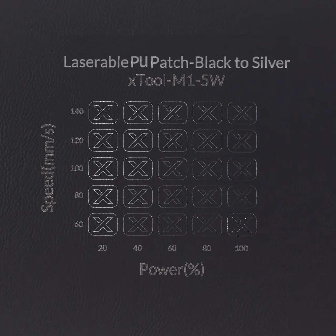 Black to Silver Laserable PU Notebook test grid