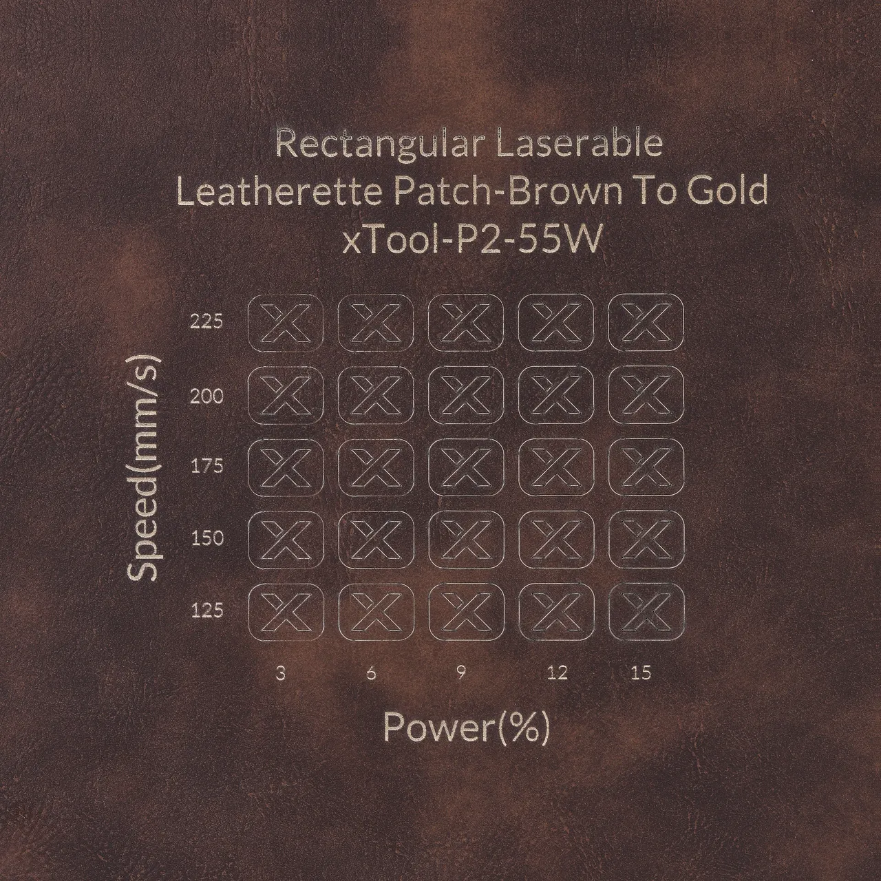 Round Laserable Pu Iron-on Patch-Brown to Gold test grid