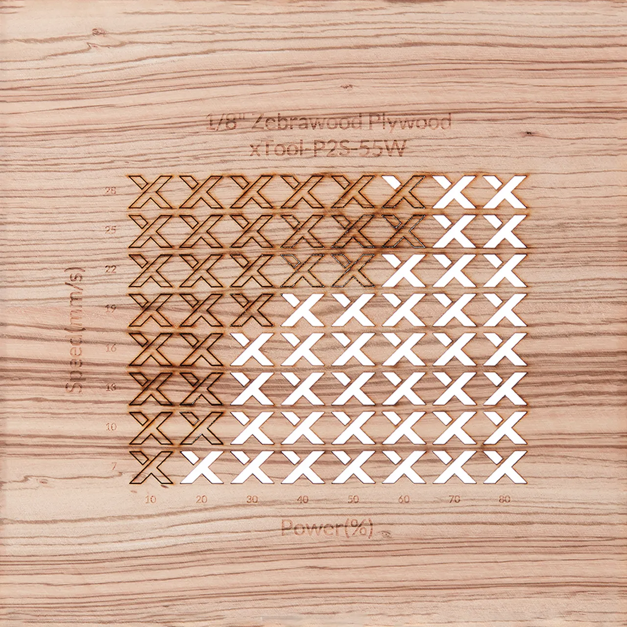 1/8"(3mm) Zebrawood Plywood test grid