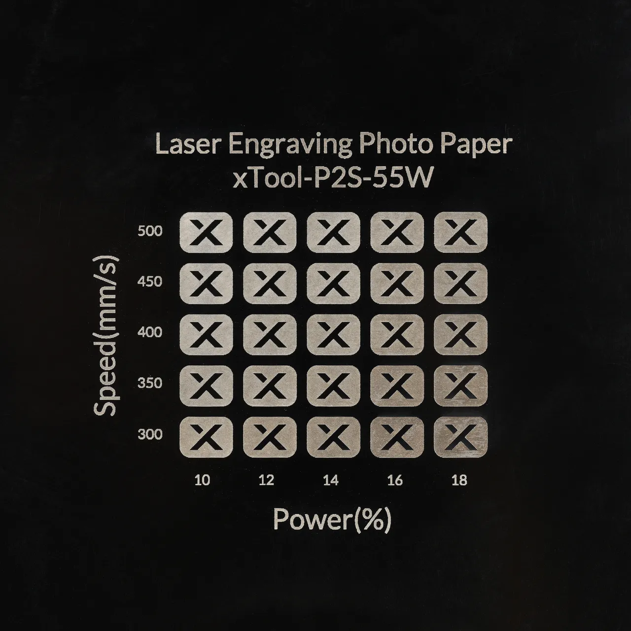 Laser Engraving Photo Paper test grid