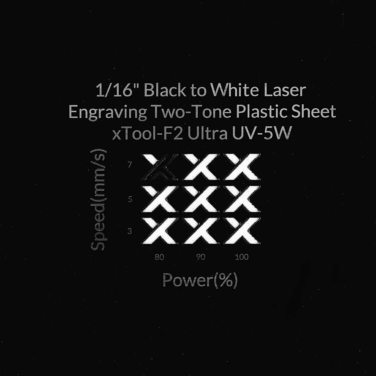 1/20"(1.3mm) Black to White Laser Engraving Two-Tone Plastic Sheet test grid